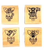 Mini Angels Vintage 4 Rubber Stamp Set w/Case Holidays 4th Easter Spring... - $18.25