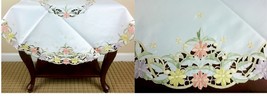 33&quot; Round Embroidered Daisy Tablecloth Night Stand Cover End Coffee Tabl... - $30.99