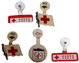 Vintage America RED CROSS Fold Tab Pin Flag Button Tab Lot of 6 - $7.08