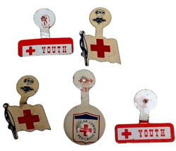 Vintage America RED CROSS Fold Tab Pin Flag Button Tab Lot of 6 - $7.08