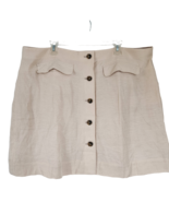 J Crew Button Front Linen Cupro Blend Skirt 22 Womens Plus Tan Lined Kne... - £29.97 GBP