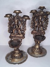 Himalayan lost wax cast bronze temple oil lamps with Ganesha - £1,002.90 GBP