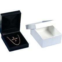 Earring &amp; Pendant Box Black Faux Leather 2 5/8&quot;  (Only 1 Box) - £5.93 GBP