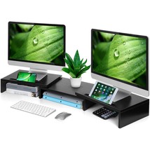 Dual Monitor Stand -Adjustable Length And Angle, Dual Monitor Riser, Computer Mo - £59.14 GBP