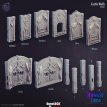 3D Printed Cast n Play Castle Walls Midnight Curse 28mm 32mm D&amp;D - $148.40+