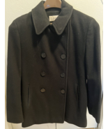 Calvin Klein Black Double Breasted Wool Blend Pea Coat (8P) - £40.98 GBP