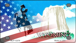 Wyoming with American Flag Novelty Mini Metal License Plate Tag - $14.95