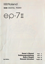 Roland ep-7 II Midi Digital Piano Keyboard Original Owner&#39;s Manual Book,... - $29.69