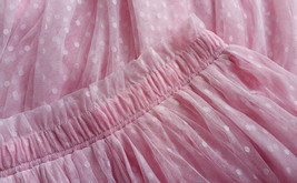 PINK Polka Dot Floor Length Tulle Skirt Women Plus Size Tulle Skirt Outfit image 5