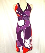 Beth Bowley Purple Red 100% Silk Halter Dress Size 2   #832 - £71.12 GBP