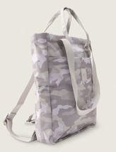 New Victoria&#39;s Secret PINK Convertible Packable Gray Camo Backpack Tote Bag - £19.73 GBP