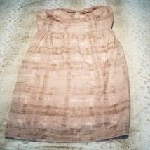 Ann Taylor Pink and Brown Plaid Print Strapless Sheath Dress Size 8 Wais... - $18.05