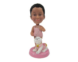 Custom Bobblehead Baby Girl Wearing A Trendy Top With Her Dog - Parents &amp; Kids B - £79.93 GBP