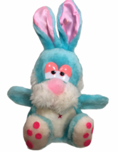 Vintage MTY International Blue Bunny Rabbit Plush Puppet Pink Satin Ears... - $59.00