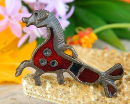 Roman British Hippocamp Seahorse Enamel Replica Brooch Pin Signed AR - £21.98 GBP