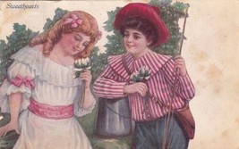 Sweethearts Boy Girls with Flowers Lockwood MO 1909 Postcard C01 - $2.99