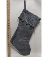 Hobby Lobby Velvet Jingle Bells Trim Christmas Stockings Grey  18 in - $432.19 MXN