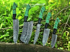 Custom Handmade Forged Damascus Blade Steak Chef Knife SET KITCHEN KNIVE... - $79.16