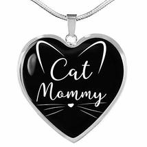 Express Your Love Gifts Cat Lover Necklace Cat Mommy Heart Pendant Stainless Ste - £55.22 GBP