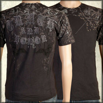 Monarchy Truth Honor Embroidered Medieval Metal Studs Men T-Shirt Black NEW S-XL - £46.15 GBP