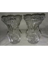 2 Vintage Crystal Clear Glass Toothpick Holders Pair 3 Inch Tall West Ge... - $19.99
