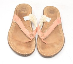 UGG Womans Leather Shearling Lined Thong Sandals Pink F8910A 9 US - $43.56
