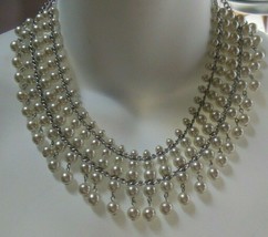 Silver-tone Faux Pearl Collar Necklace - £15.03 GBP