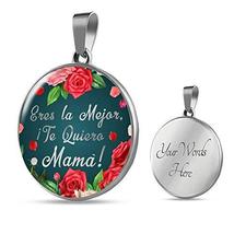 Express Your Love Gifts Eres la Mejor Te Quiero Mama! Circle Necklace Engraved 1 - £55.22 GBP