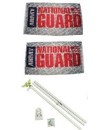 Moon Knives 3x5 Army National Guard 2ply Flag White Pole Kit Set - Party... - £27.43 GBP