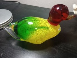 Saks fifth avenue Vtg Italian Murano Duck Art Glass Sculpture Paper Weight - £39.04 GBP