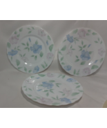 Set 3 Arcopal France Chloe Dessert Bread Plates Blue Pink Flowers Scallo... - £8.15 GBP