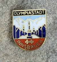OLYMPIASTADT Innsbruck Shield Mountain Austria Alps Travel Lapel Hat Pin... - £9.42 GBP
