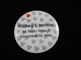 Mickey &amp; Minnie 66 Years Today! 1994 Pin Button - £8.80 GBP