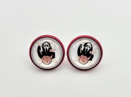 Rose Red Pink Hearts and Horror Push-back Stud Fashion Earrings - £11.97 GBP