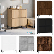 Modern Wooden Home Sideboard Storage Cabinet Unit With 4 Doors &amp; Metal L... - £61.27 GBP+