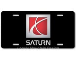 Saturn Car Logo Inspired Art on Black FLAT Aluminum Novelty License Tag ... - $17.99