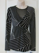 Daisy Fuentes Long Sleeve V-neck Skirted Blouse Women&#39;s Sz S NWT MSRP$36 - $13.10