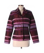 ColdWater Creek Burgundy Stripe Blazer Purple size XS Button Career V Neck - $18.69