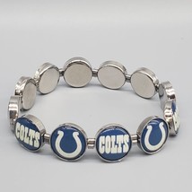 Indianapolis Colts Stretch Bracelet Silver Tone Horseshoe Blue White NFL - $19.99
