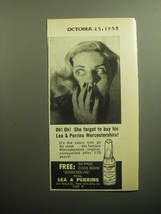 1958 Lea &amp; Perrins Worcestershire Sauce Ad - Oh! Oh! She forgot to buy - £14.78 GBP