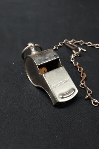 Old WWII US Army Military Whistle Original Chain &amp; Hook Made in USA Cork... - $16.69