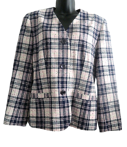 Women&#39;s Pendleton Pink Plaid Jacket Virgin Wool Classic Vintage Size 10 USA - £19.37 GBP