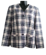 Women&#39;s Pendleton Pink Plaid Jacket Virgin Wool Classic Vintage Size 10 USA - £19.37 GBP