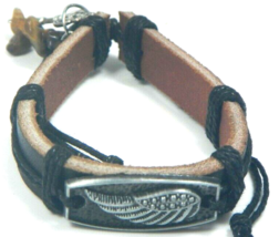 Tiger Eye-Gemstone-Leather Metal Charms Bracelets unisex Vintage Wrist Cuff 504 - £4.96 GBP