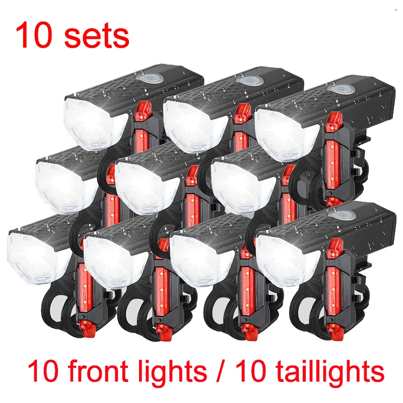 10 sets Bicycle Light Bike Lamp USB Rechargeable MTB Road Front Back Headlight - £35.82 GBP+