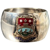 Vintage Silver Plated Napkin Ring ESPN Enamel Cambridge England Shield M... - $19.66