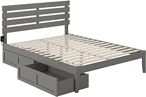 AFI Oxford Bed with USB Turbo Charger and 2 Extra Long Drawers, Queen, Grey - £560.79 GBP
