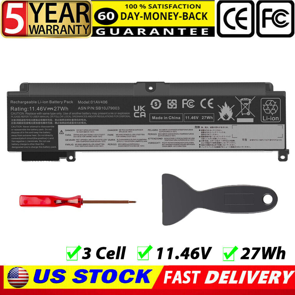 For Lenovo Thinkpad Battery T460S T470S 00Hw024 00Hw025 01Av405 01Av406 27Wh