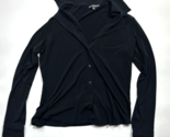 Adrianna Papell Black Blouse Size Medium Button Up Shirt Soft Jersey Str... - £12.40 GBP