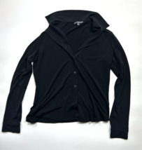 Adrianna Papell Black Blouse Size Medium Button Up Shirt Soft Jersey Str... - £12.43 GBP